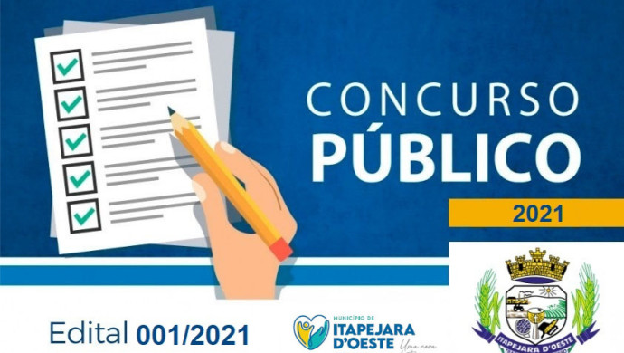 Abertas as Inscrições para Concurso Público Municipal Nº 001/2021.